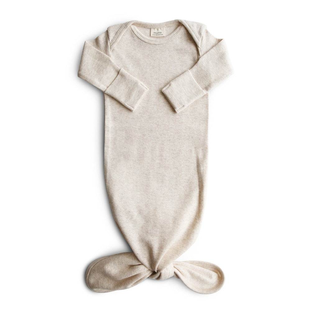 Ribbed Knotted Baby Gown Organic Onesie